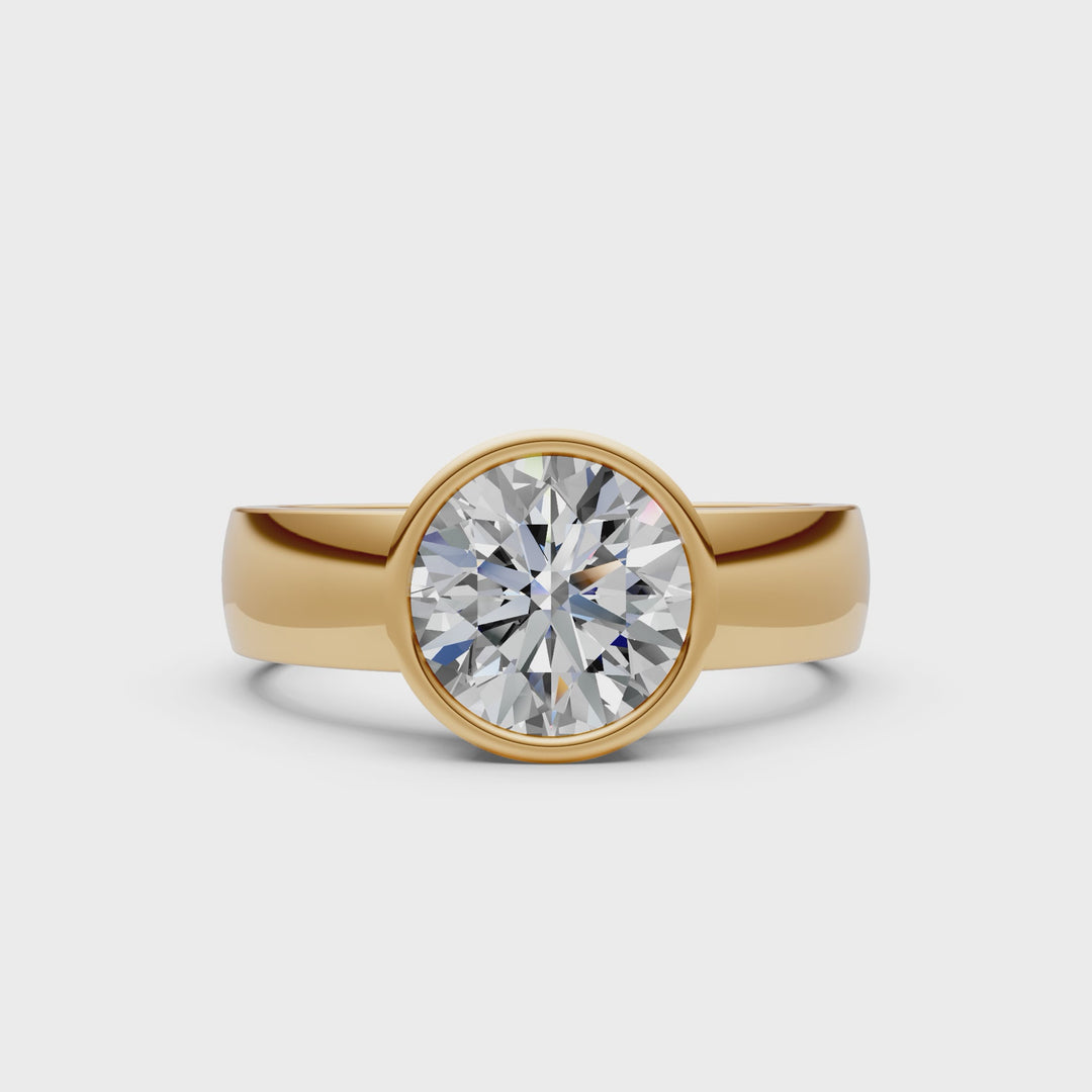 Susan Round Lab created diamond Bezel Engagement Ring