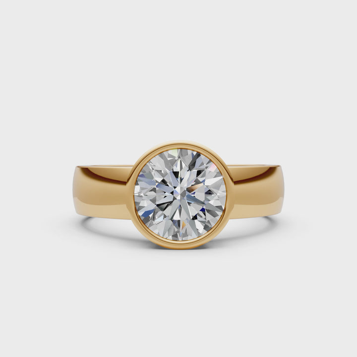 Susan Round Lab created diamond Bezel Engagement Ring