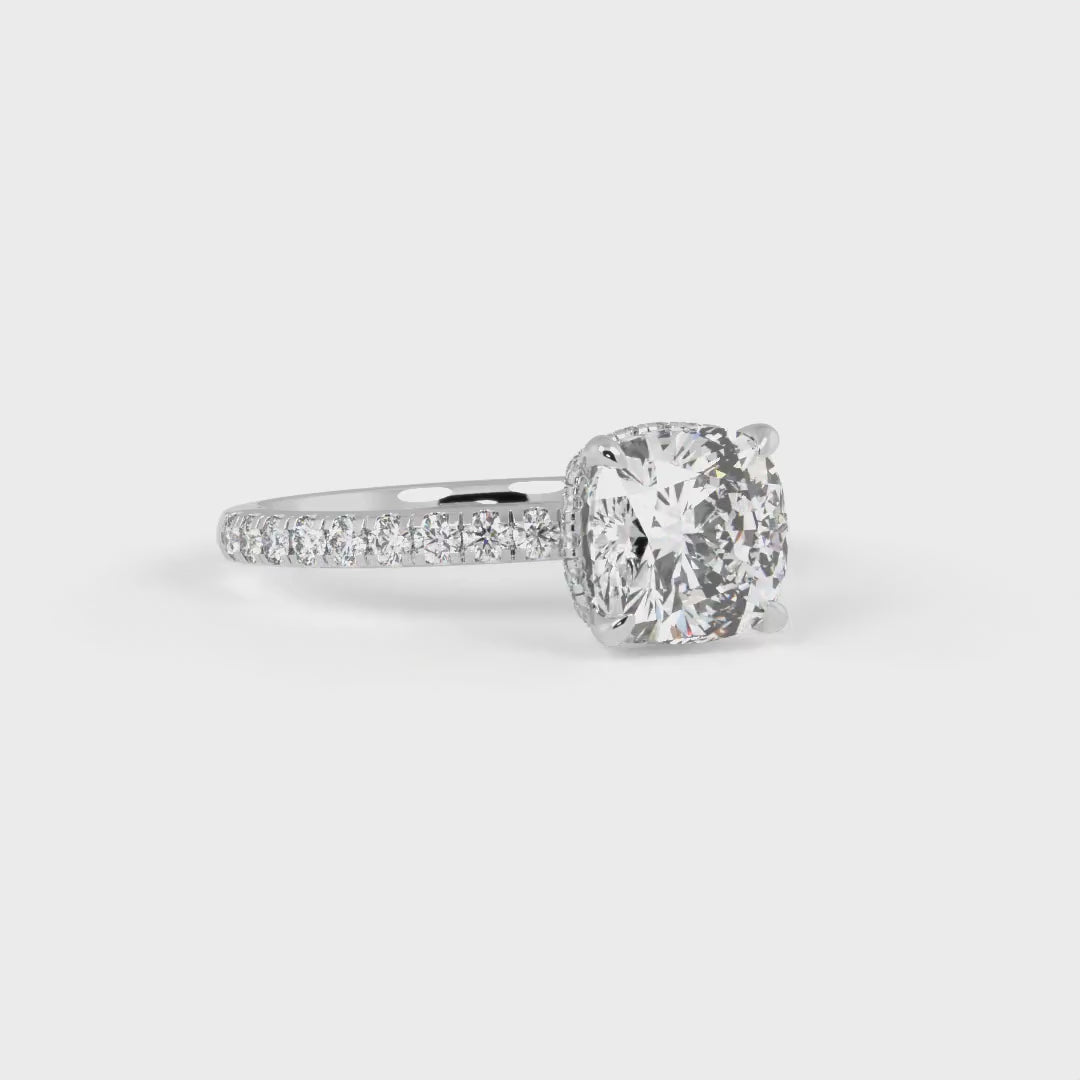 Sarah Cushion Cut Lab Created Diamond Engagement Ring