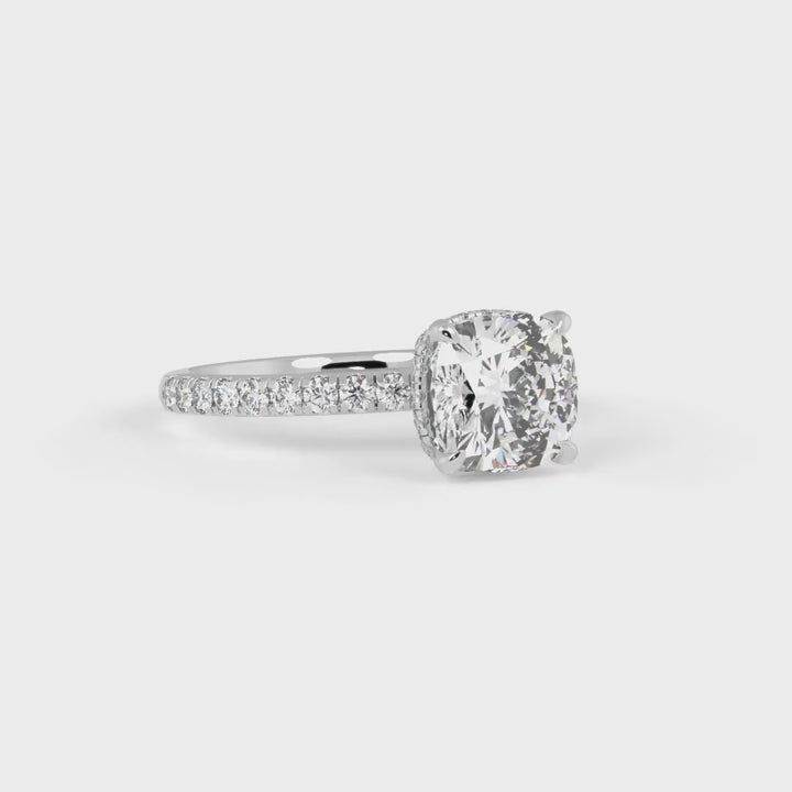 Sarah Cushion Cut Lab Created Diamond Engagement Ring