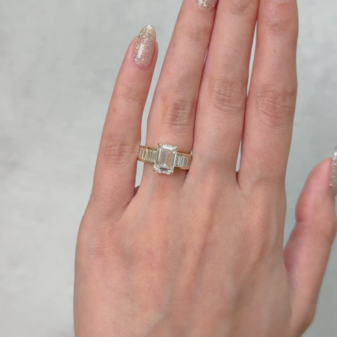 Mady Radiant/Emerald Lab Created Diamond Engagement Ring