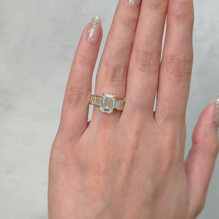 Mady Radiant/Emerald Lab Created Diamond Engagement Ring