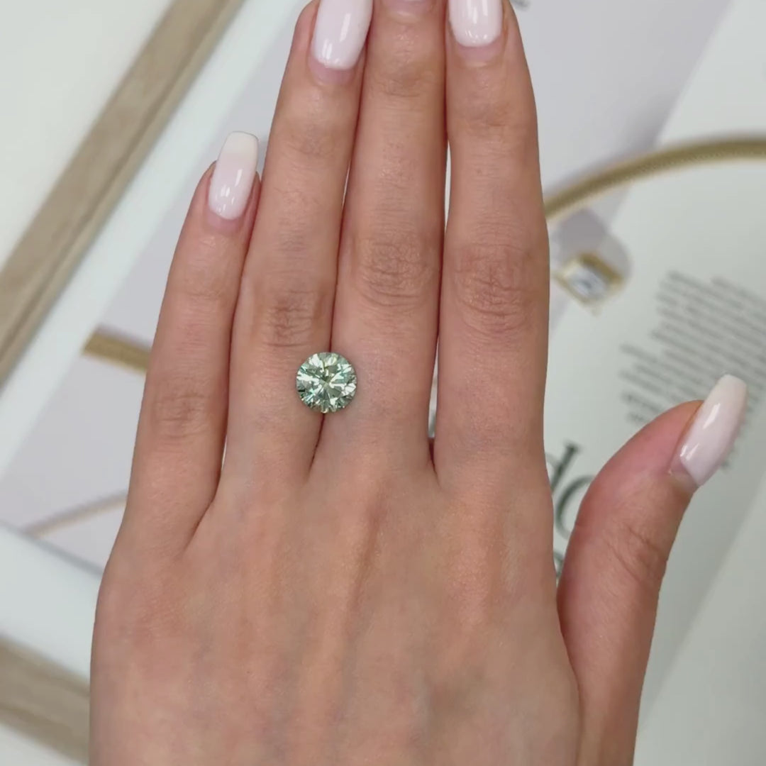 9.5mm ( DEW 3.5ct) round aqua-teal moissanite