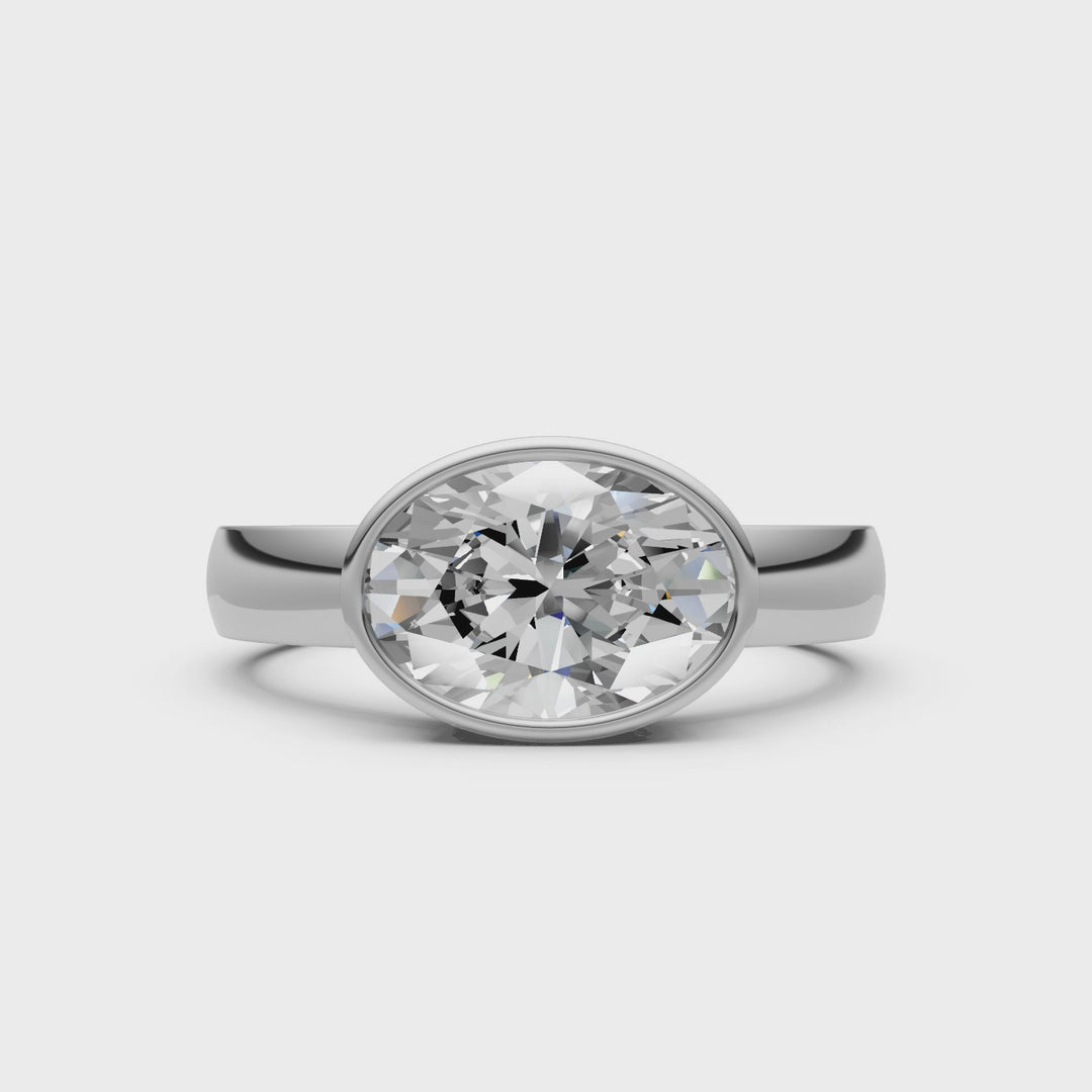 Harmony Oval  Lab Created Diamond East West Bezel Engagement Ring