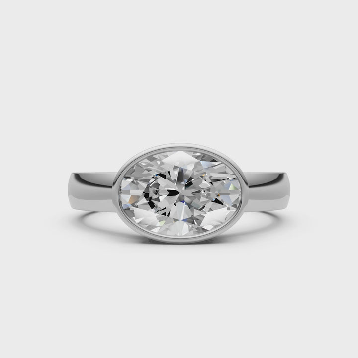 Harmony Oval  Lab Created Diamond East West Bezel Engagement Ring