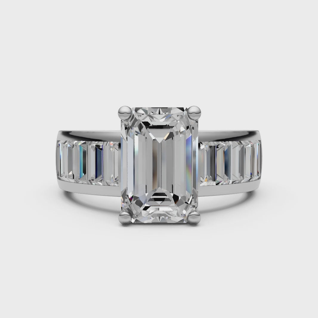 Mady Radiant/Emerald Lab Created Diamond Engagement Ring