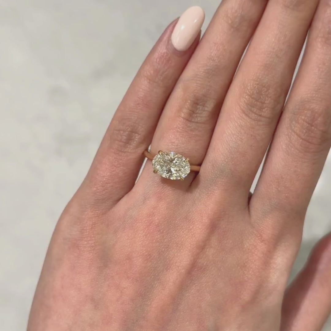 Zari East-West Oval Lab Created Diamond Engagement Ring