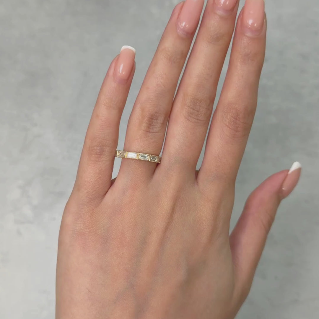 Quinn baguette Lab-Created Diamonds Wedding Band