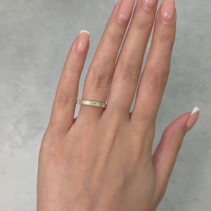Quinn baguette Lab-Created Diamonds Wedding Band