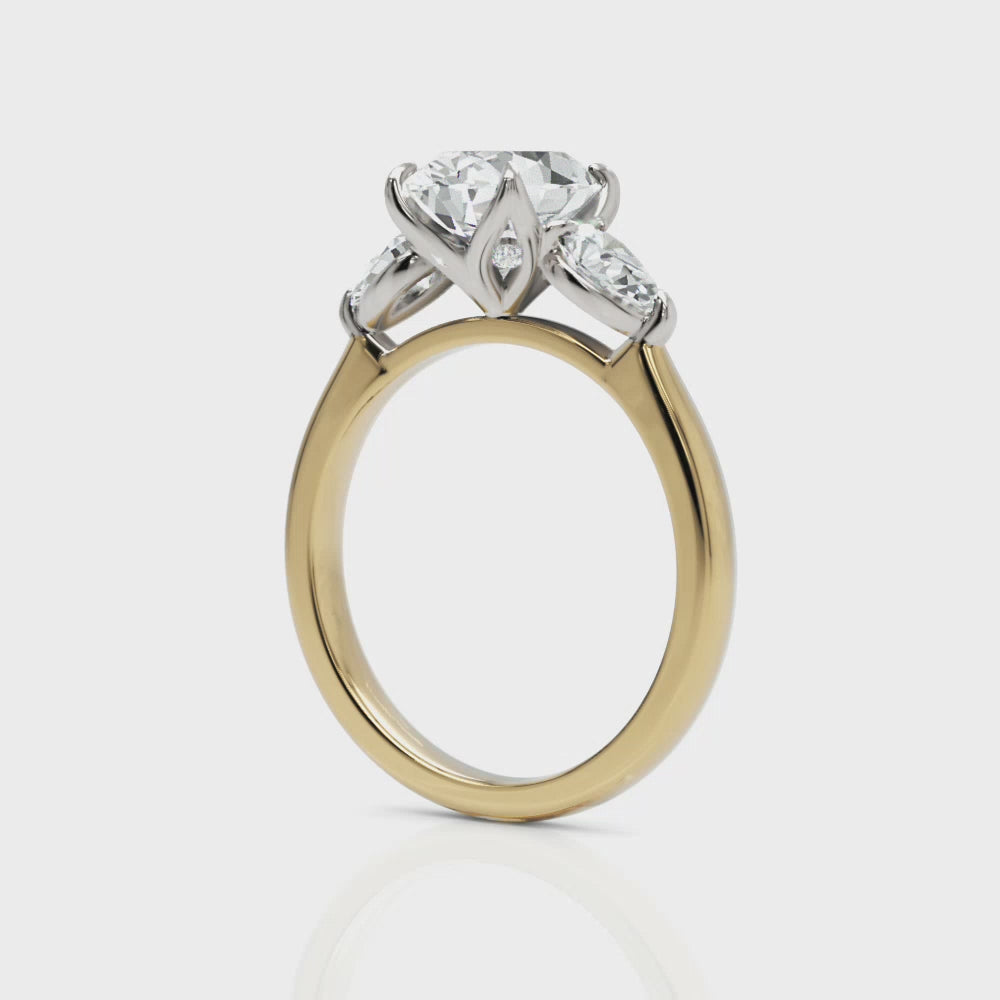 Lindsey  Oval  Moissanite with Pear Shape Lab Diamonds Tulip Engagement Ring