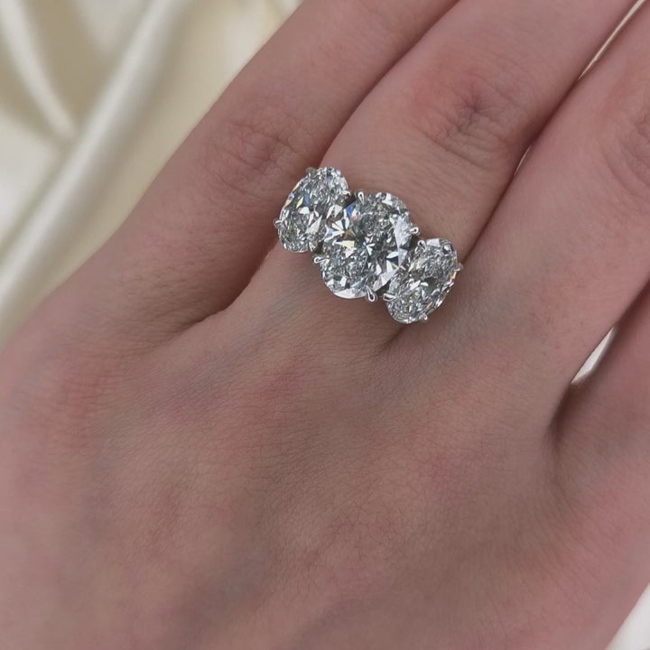 Brooke 5.3ct 3 stone oval lab-created diamonds engagement ring