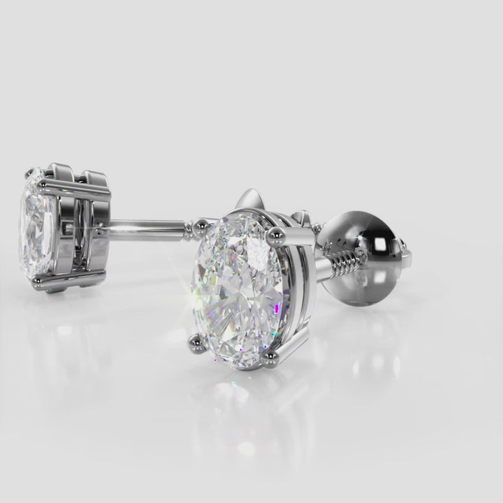 Oval lab created diamonds stud earrings