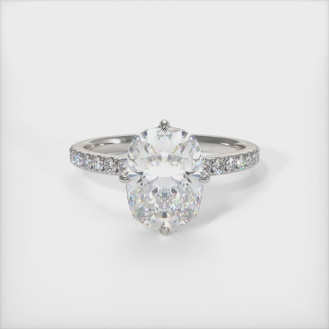 Patricia Elongated Cushion Cut Lab Created Diamond Engagement Ring