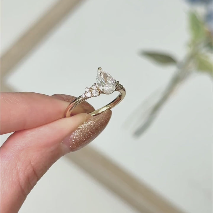 Ready to Ship  Cynthia 1.03ct Pear Shape Lab Diamond D/VVS2  Engagement Ring in 14k Yellow Gold
