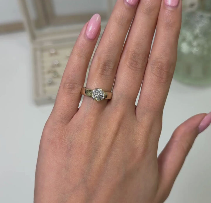 Susan Round Lab created diamond Bezel Engagement Ring