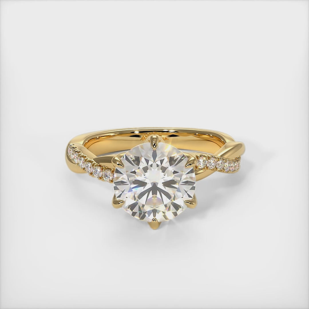 Claudia Round Lab Created Diamond Tulip Engagement Ring