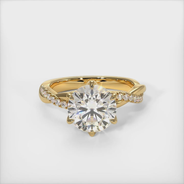 Claudia Round Lab Created Diamond Tulip Engagement Ring