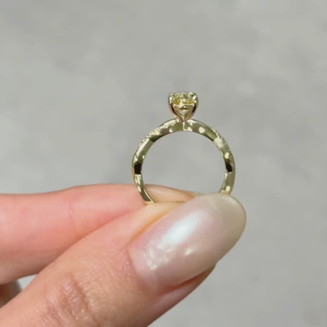 Ready to Ship  Claudia 1.01ct Oval Vivid Fancy Yellow Lab Diamond VS1  Engagement Ring in 14K Yellow Gold