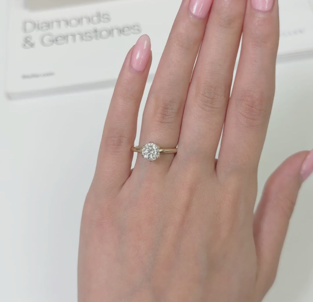 Ready to Ship  Rita 1.2ct Round  Moissanite Engagement Ring in 14k Yellow Gold