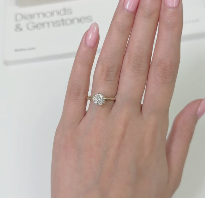 Ready to Ship  Rita 1.2ct Round  Moissanite Engagement Ring in 14k Yellow Gold