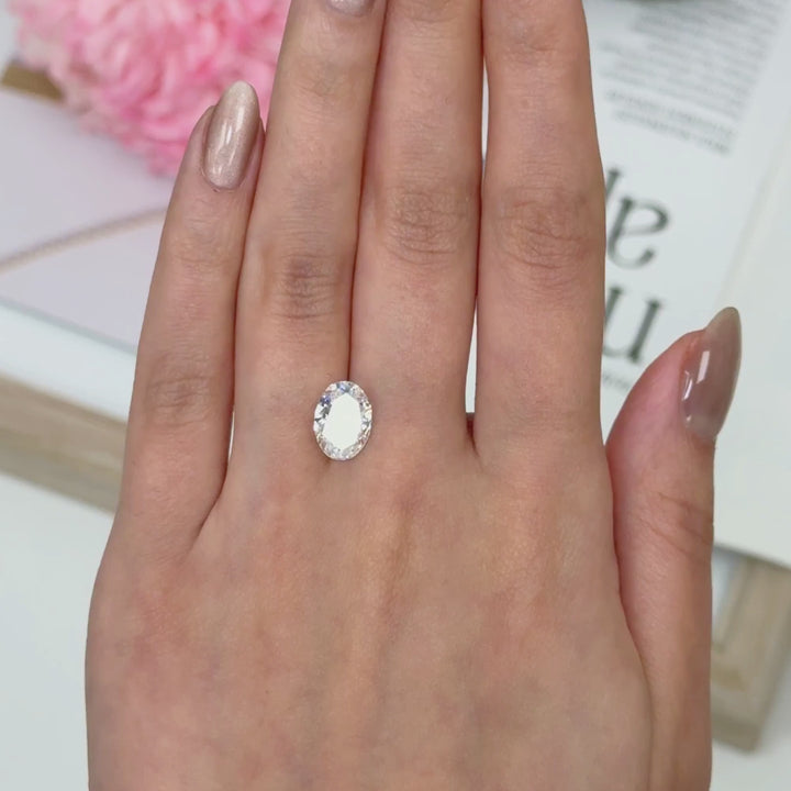 11x8mm ( DEW 3.8ct) oval crushed ice moissanite