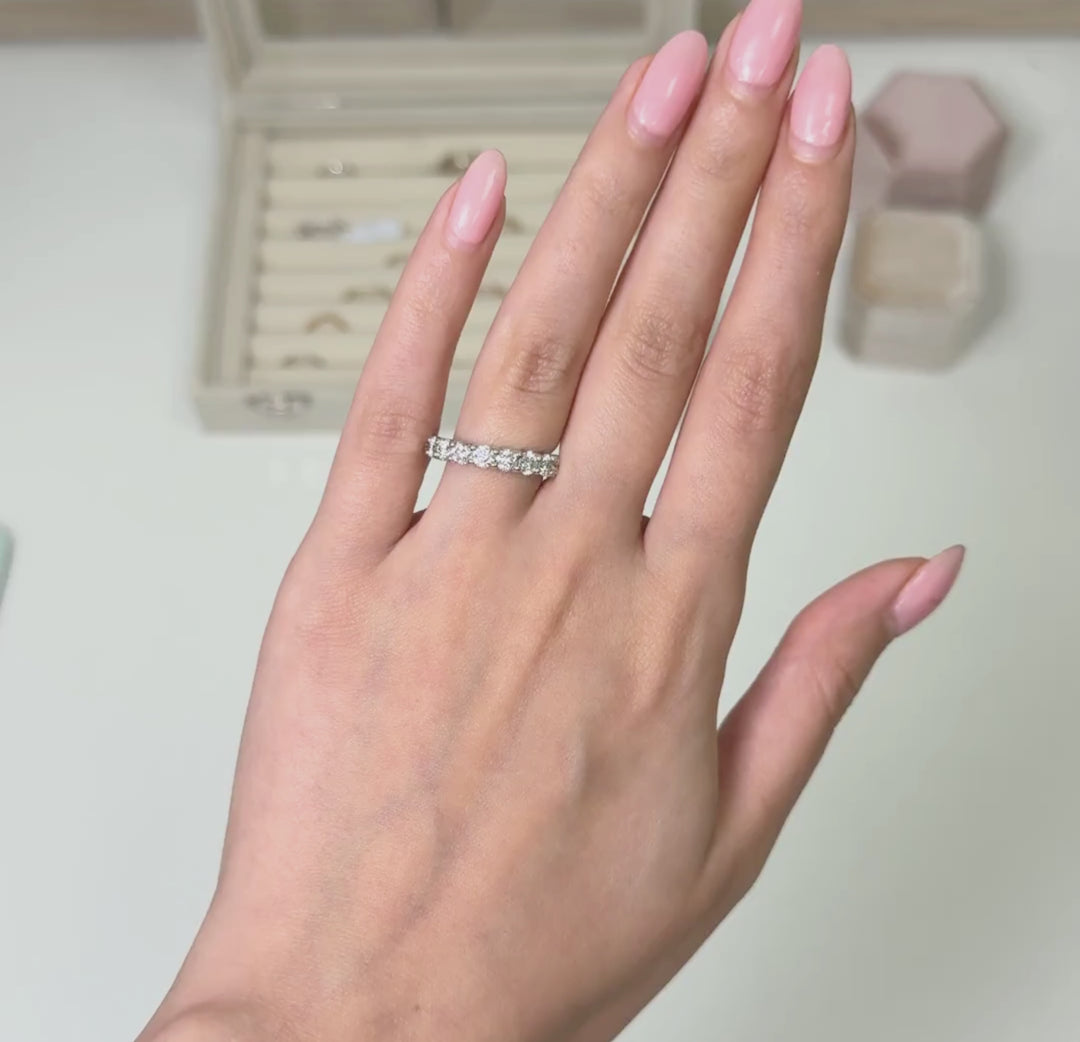 Ready to Ship  1.57ct Round Lab-Created Diamonds Semi-Eternity Wedding Ring