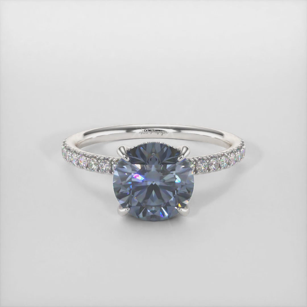 Abby Round Grey Moissanite Engagement Ring