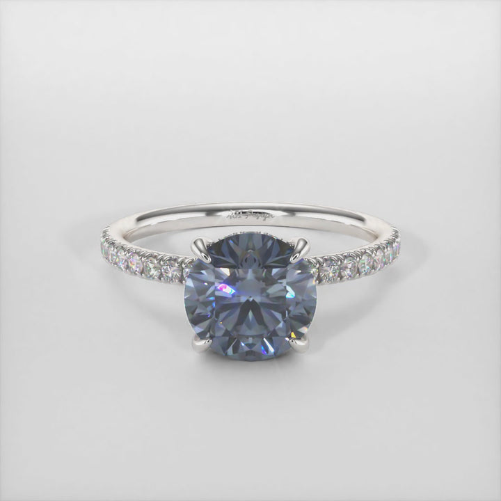 Abby Round Grey Moissanite Engagement Ring