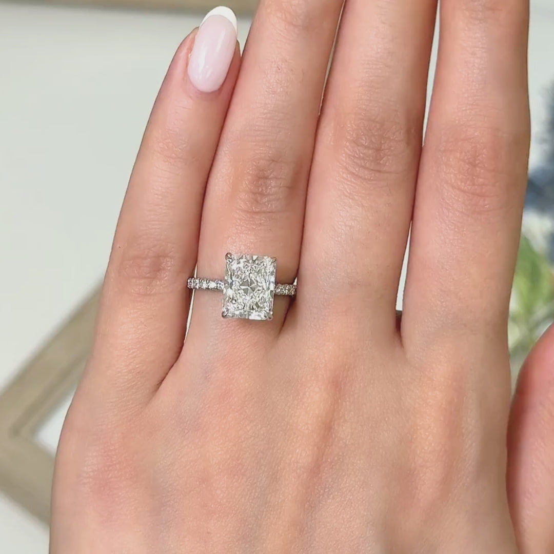 Ready to Ship Alexandra 3.62ct E/VVS2 Radiant Lab-Created Diamond Engagement Ring in 18k White Gold