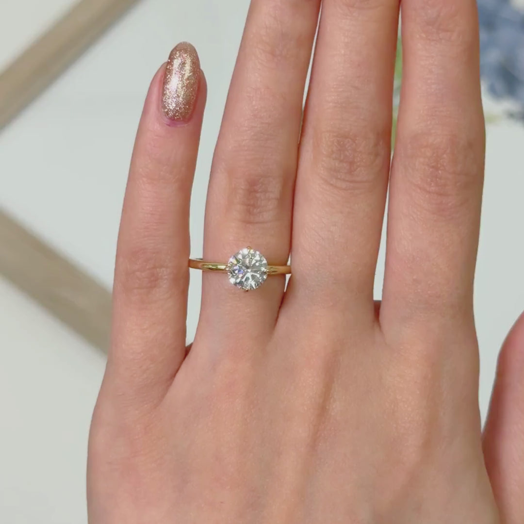 Ready to Ship  Lisa 1.59ct D/VVS2 Round Lab-Created Diamond Engagement Ring in 18k Yellow Gold