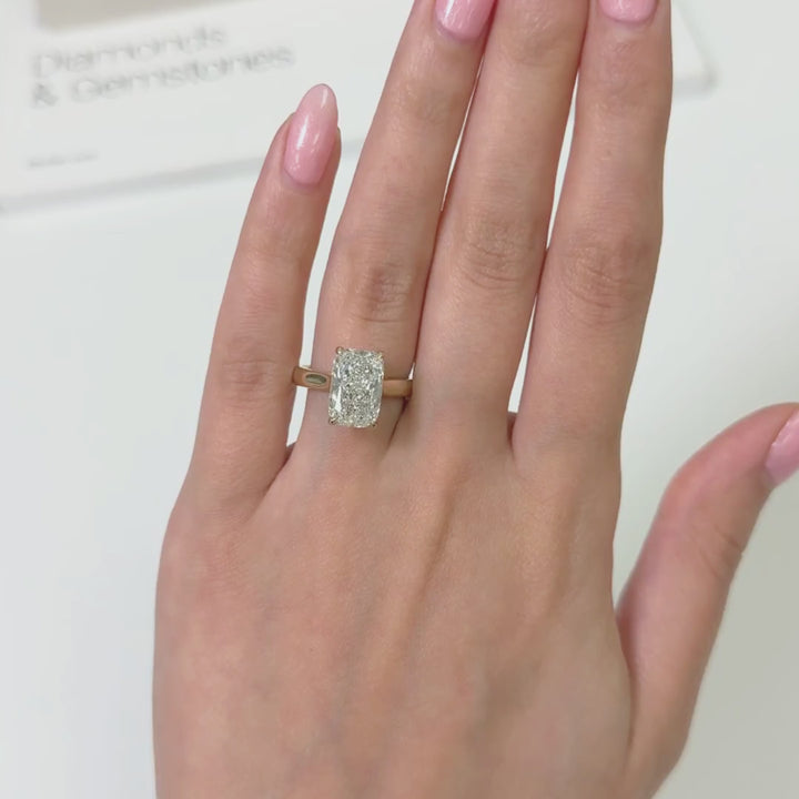 Ready to Ship  Chloe 3.65ct Cushion Cut Lab Diamond E/VS1  Engagement Ring in 14k Yellow Gold