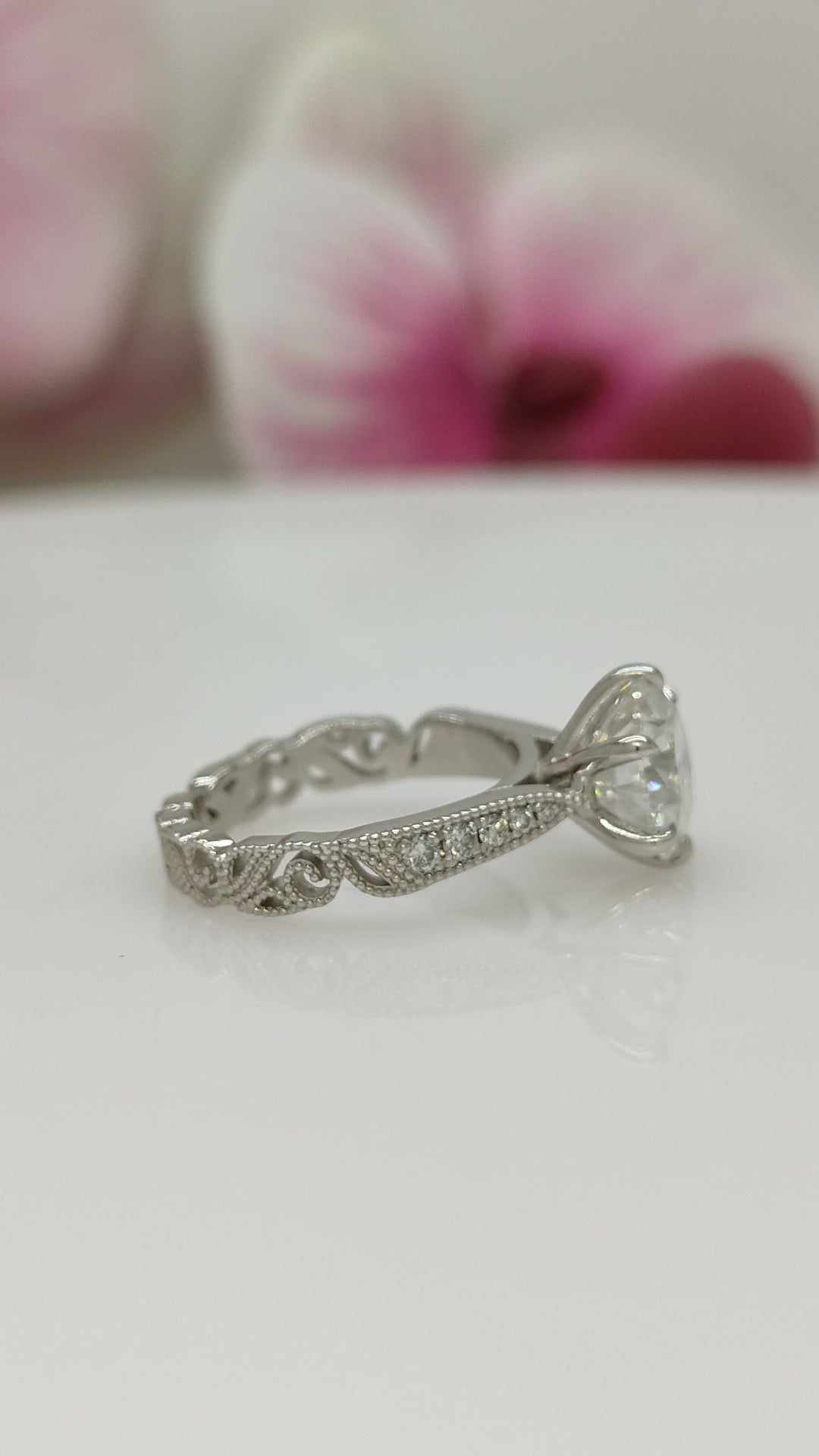 Melody Round Lab Created Diamond Engagement Ring