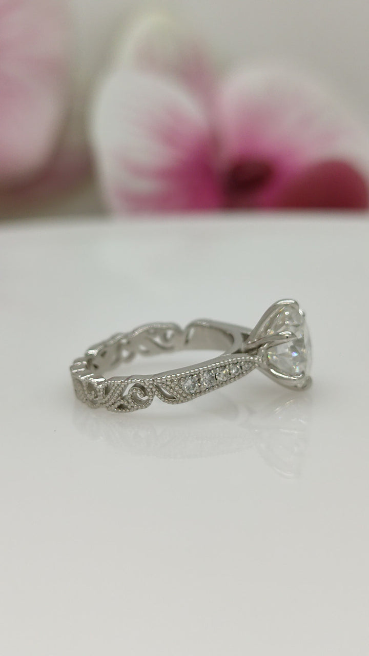 Melody Round Lab Created Diamond Engagement Ring