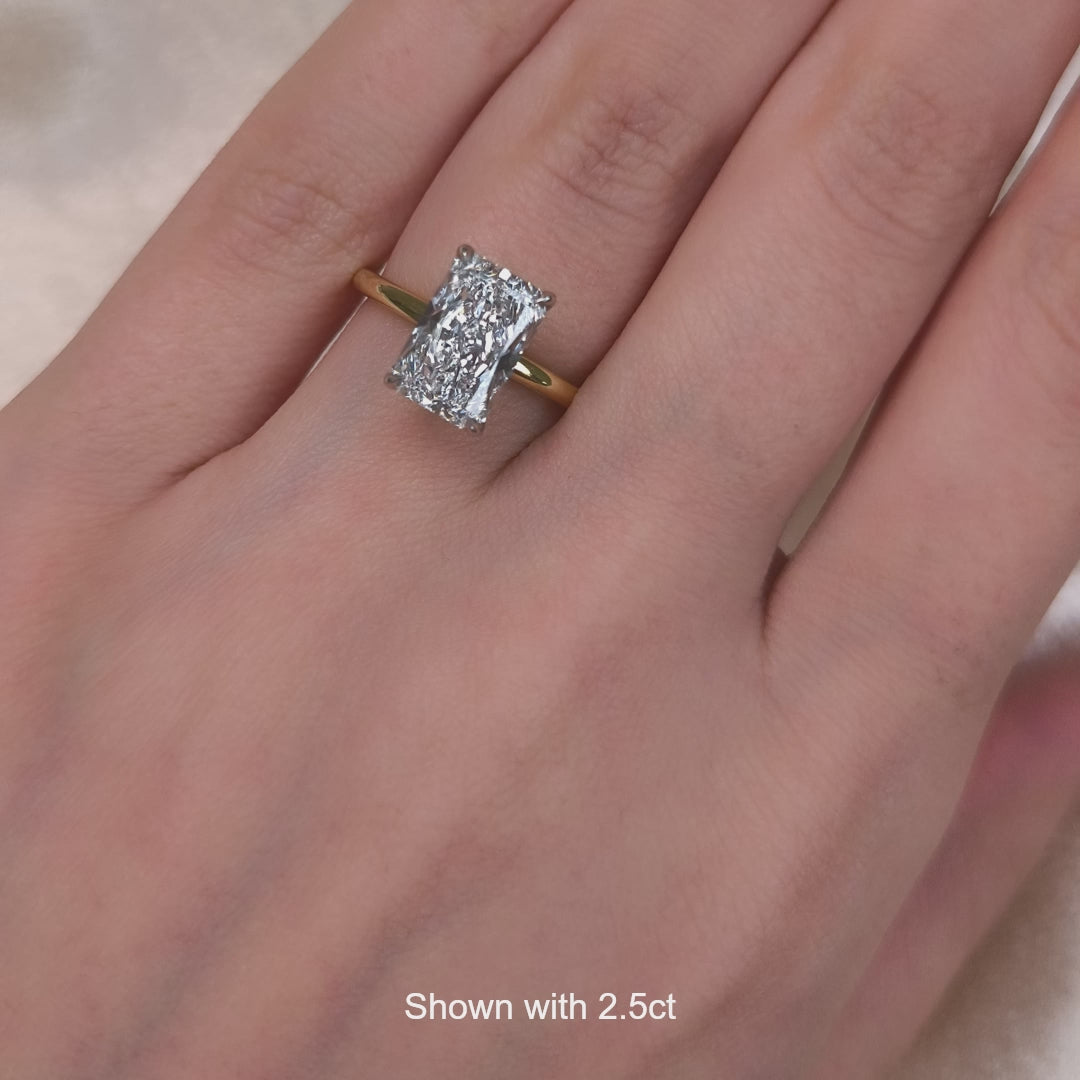 Eden Radiant/Emerald Lab Created Diamond Engagement Ring