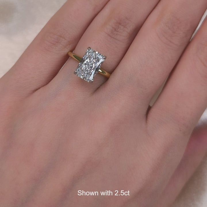 Eden Radiant/Emerald Lab Created Diamond Engagement Ring