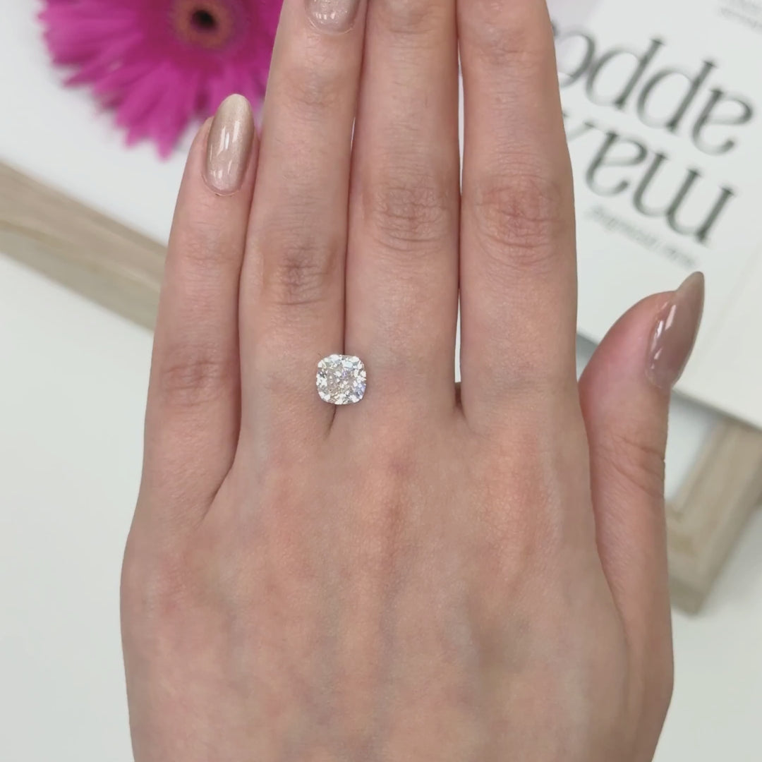 7.5mm ( DEW 2ct) square cushion crushed ice moissanite