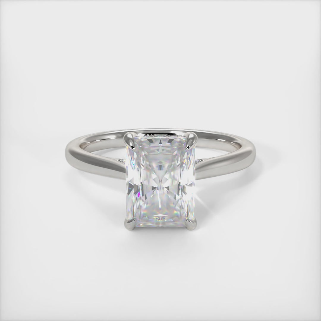 Bella Radiant/Emerald Lab Created Diamond Engagement Ring