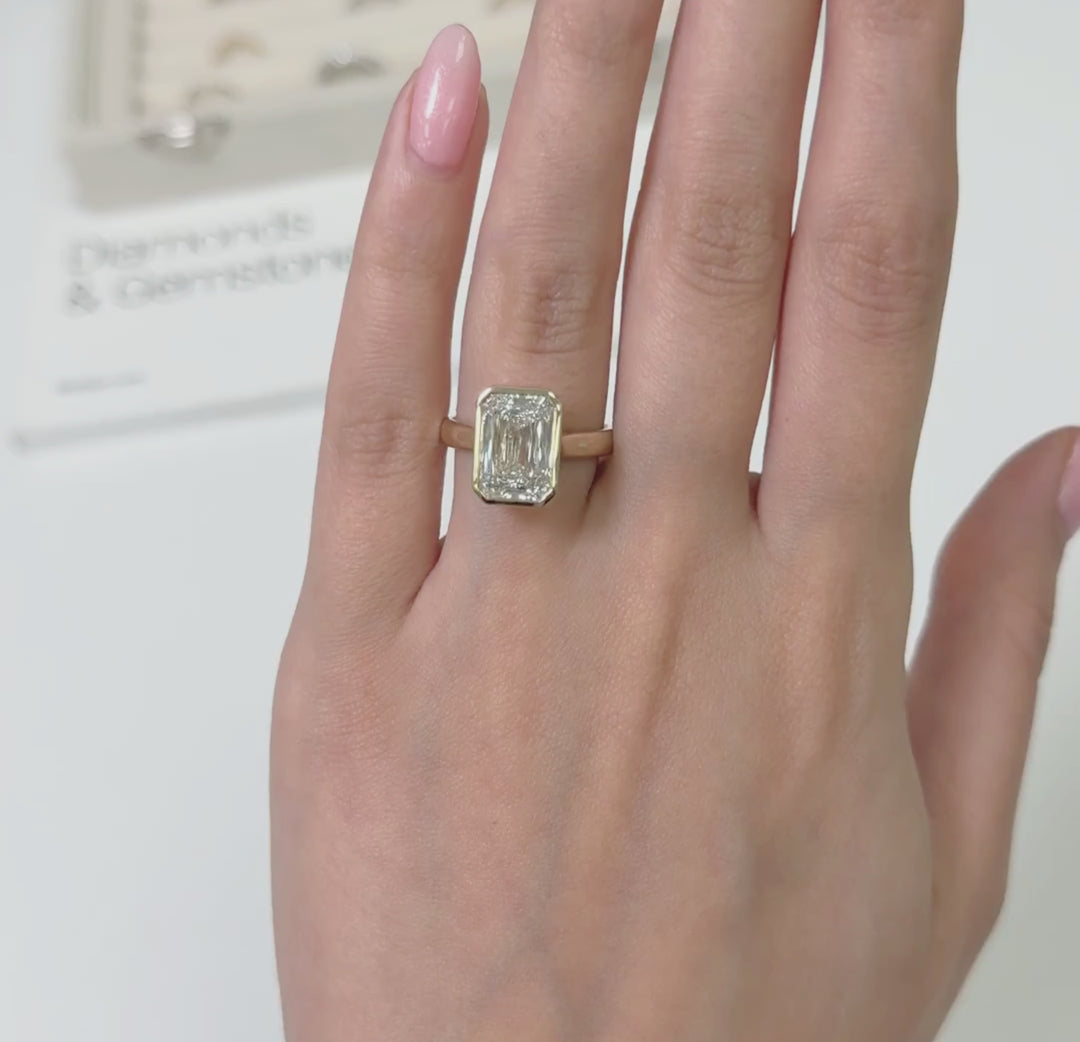 Ready to Ship  Ray 4.61ct Criss-Cut Lab Diamond E/VS1  Engagement Ring in 14k Yellow Gold