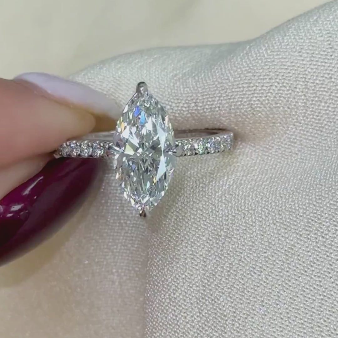 Ready to Ship  Nelly 2.07ct Marquise Lab Diamond E/VVS2  Engagement Ring in Platinum