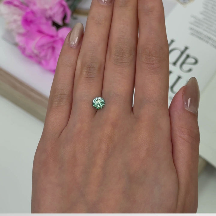 6.5mm ( DEW 1ct) round aqua teal moissanite