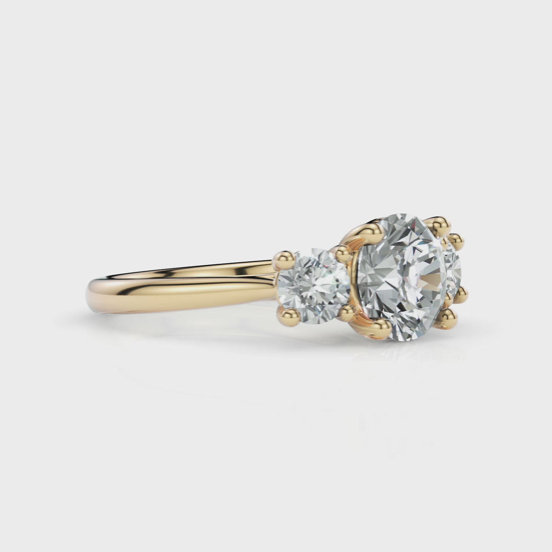 Leona Round Moissanite and Lab Diamonds Engagement Ring