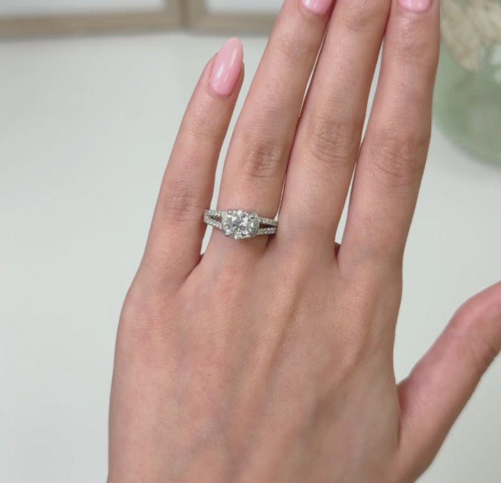 Ready to Ship  Luna 1.3ct Round Lab Created Diamond Engagement Ring