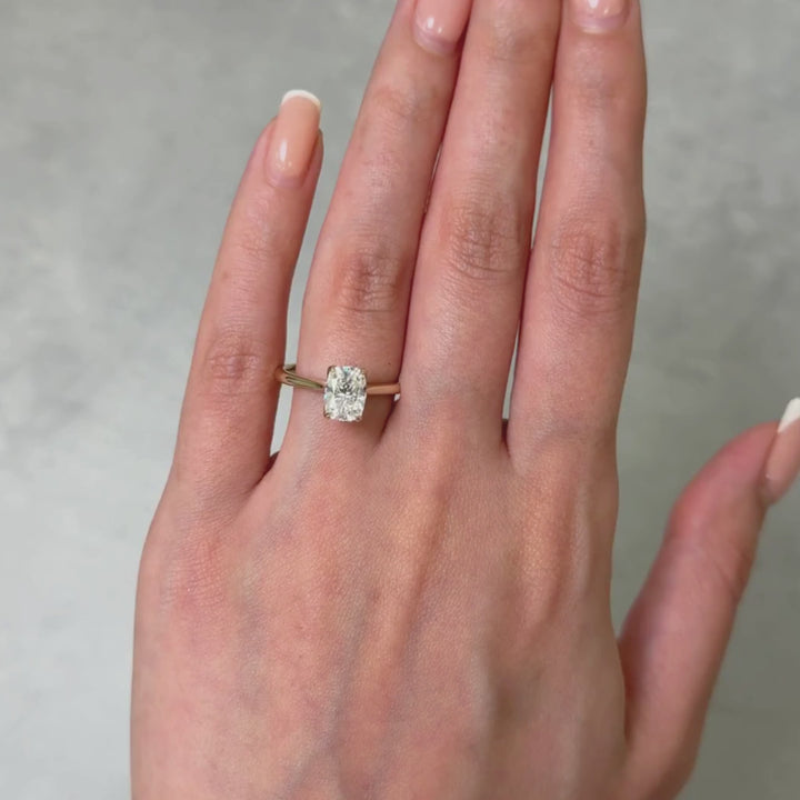 Megan Elongated cushion cut Moissanite Engagement Ring