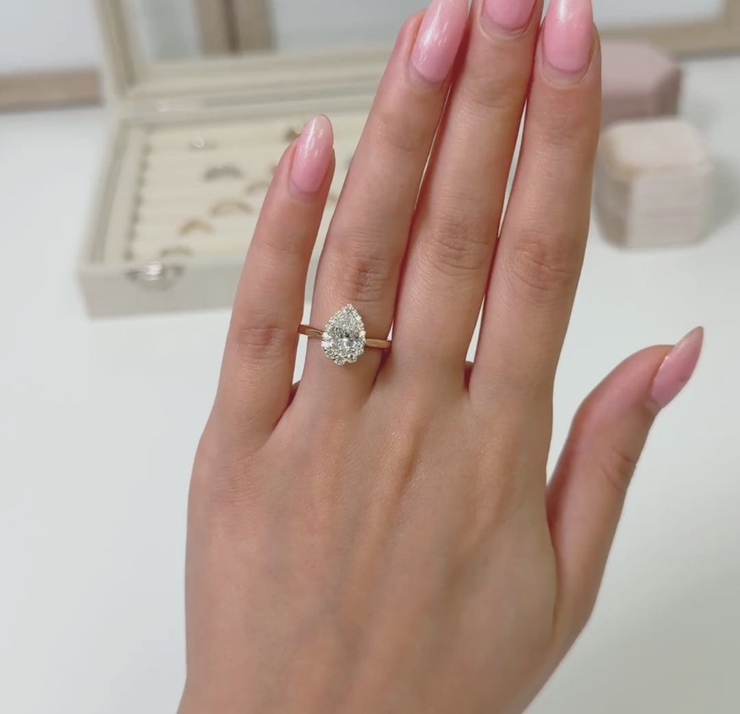 Ready to Ship  Andrea 1.02ct Pear Shape Lab Diamond D/VVS2  Engagement Ring in 14k Yellow Gold