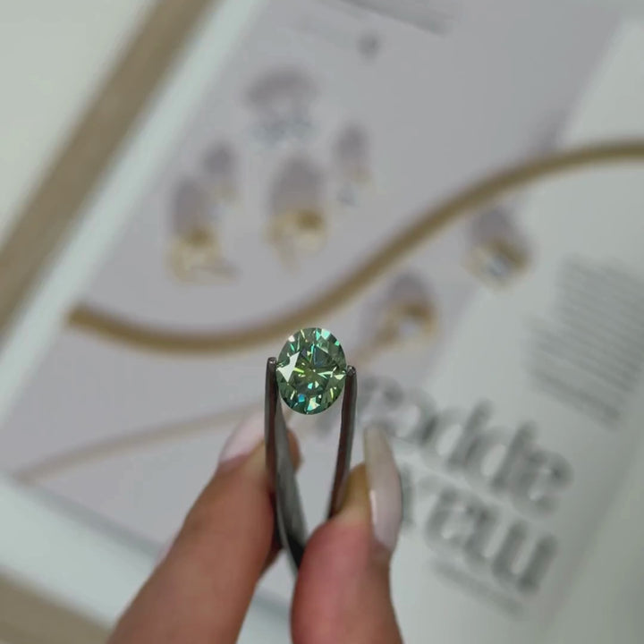 8x10mm ( DEW 3ct) oval aqua-teal moissanite