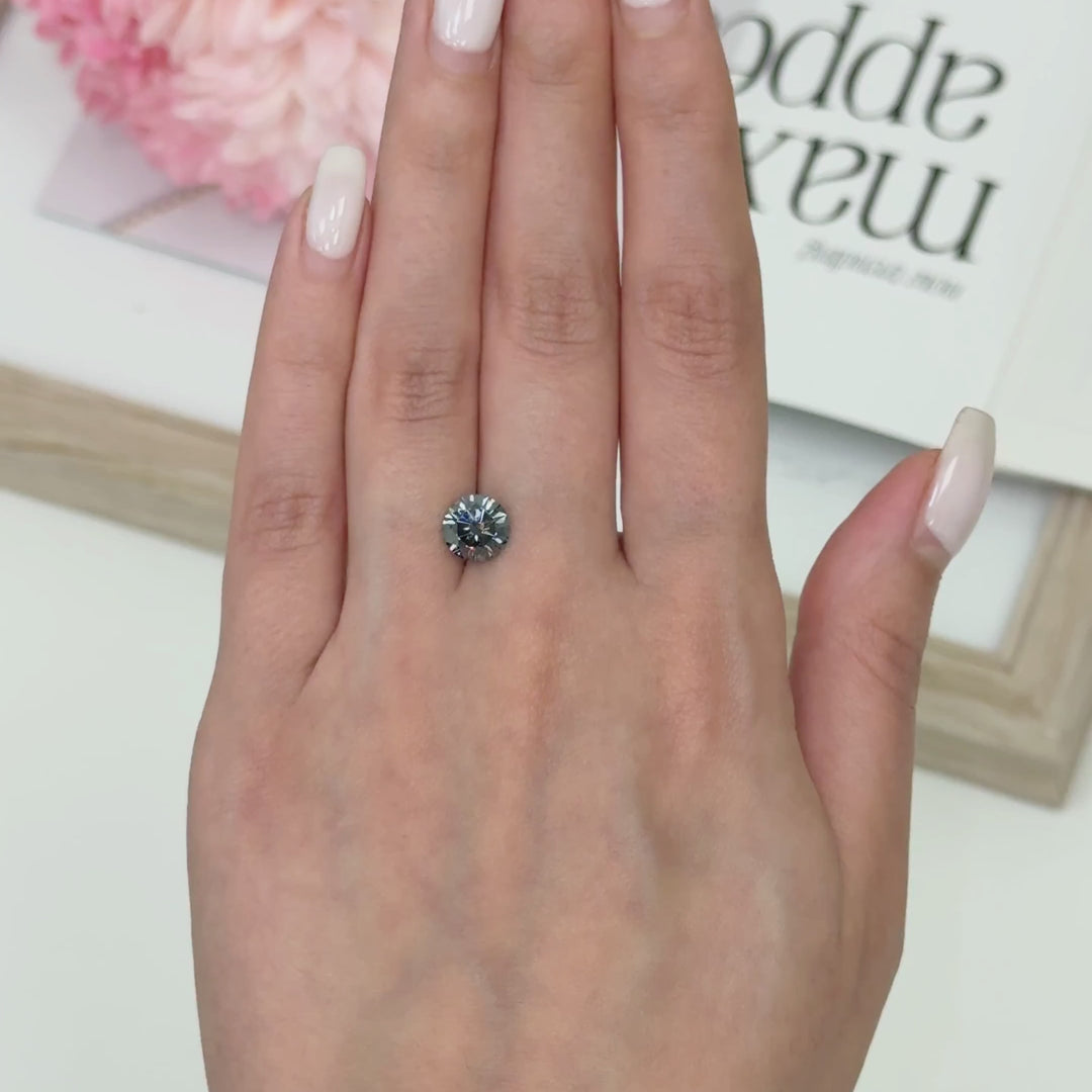 8mm ( DEW 2ct) round dark grey moissanite