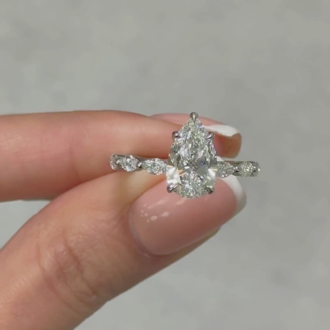 Lira Pear lab-created diamond engagement ring