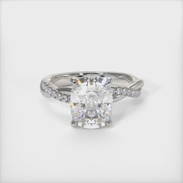 Bague de fiançailles Claudia en diamant synthétique taille coussin allongé