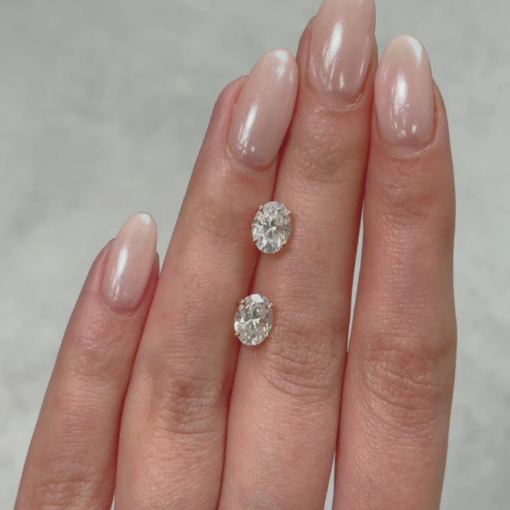 Oval lab created diamonds stud earrings