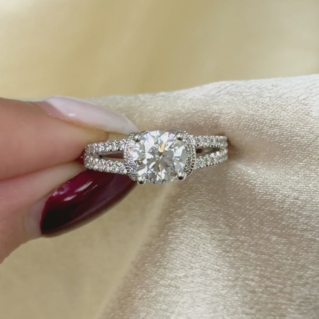 Ready to Ship  Luna 1.3ct Round Lab Created Diamond Engagement Ring